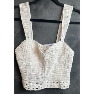 ZARA Crochet Knit Crop Tank Top Women's Size M Boho Open Knit Summer Festival